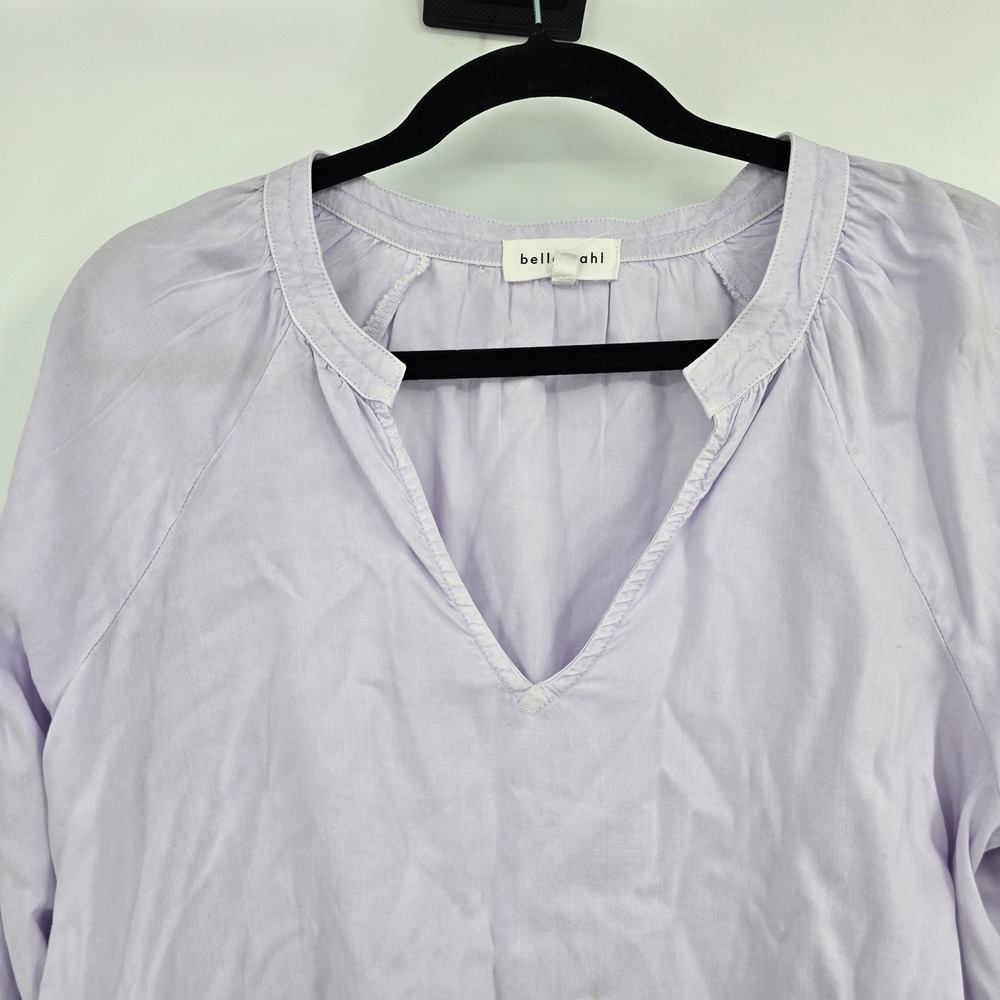 Bella Dahl Lavender Tencel Lyocell Split V-Neck Embroidered Top Womens Medium - Picture 3 of 11